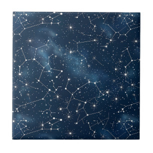 Azulejo De Cerâmica Nebulosa Estelar Cósmica Verde Teal Mística