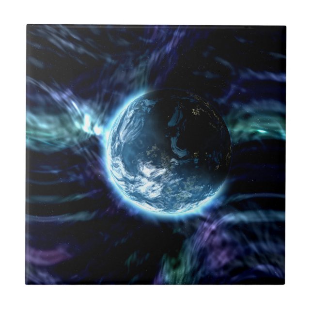 Azulejo De Cerâmica Nebulosa estrelado da Aurora do espaço (Frente)