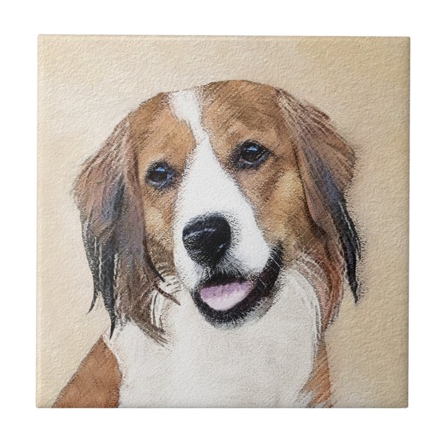Azulejo De Cerâmica Nederlandse Kooikerhondje - Pintura de Cachorro (Frente)