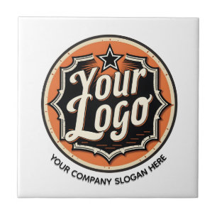 Azulejo De Cerâmica Negócio Simples de Logotipo e Texto Personalizado