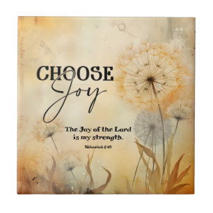 Azulejo De Cerâmica Nehemiah 8:10 Alegria das Flores do Senhor Bíblia