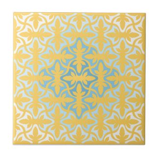 Azulejo De Cerâmica Neo Retro Dourado Étnico Floral Sanur Motifs