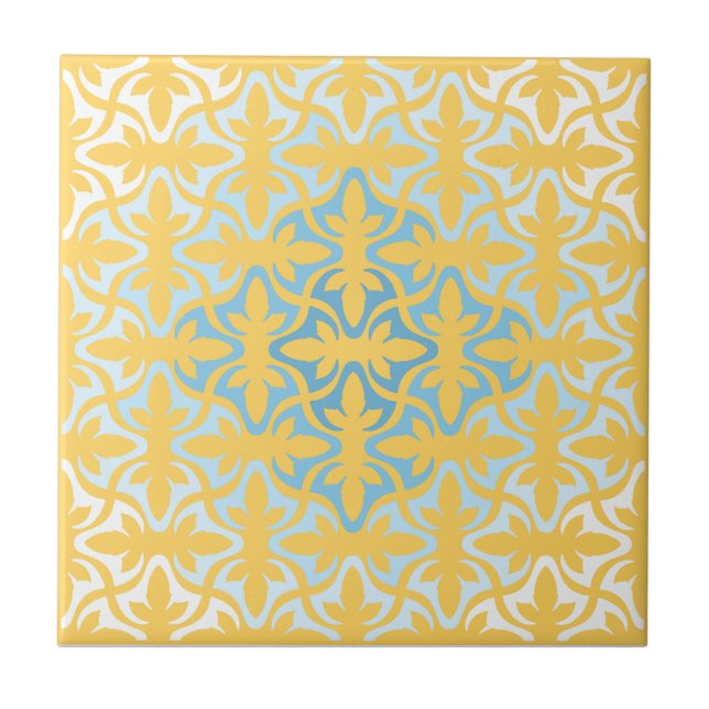 Azulejo De Cerâmica Neo Retro Dourado Étnico Floral Sanur Motifs (Frente)