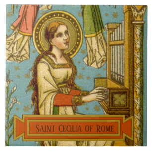 Azulejo De Cerâmica NeoGótico St. Cecília de Roma (detalhe; BNG 02)