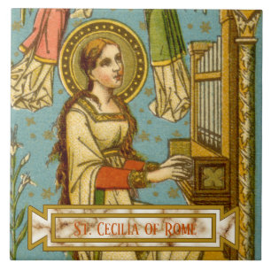 Azulejo De Cerâmica NeoGótico St. Cecília de Roma (detalhe; BNG 02)