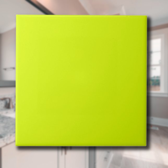 Azulejo De Cerâmica Neon Chartreuse Sólido Cor | Clássico | Elegante (Criador carregado)