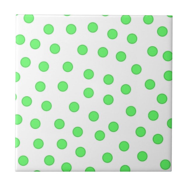 Azulejo De Cerâmica Neon Green Polkadot Patterno (Frente)