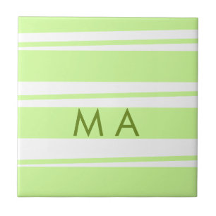 Azulejo De Cerâmica Neon green stripes monograma com letra grega