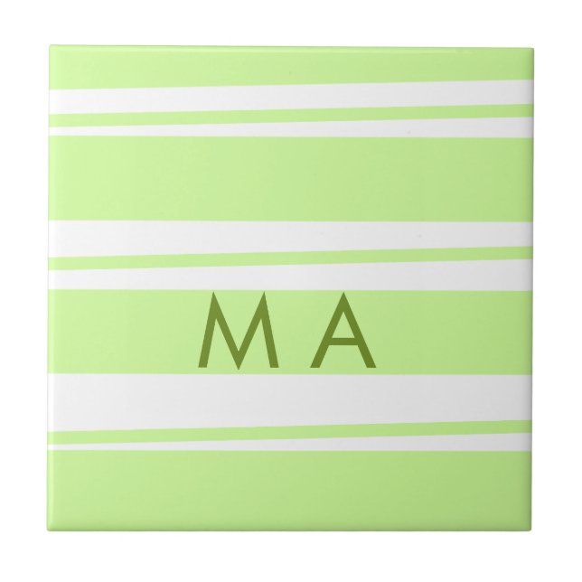 Azulejo De Cerâmica Neon green stripes monograma com letra grega (Frente)