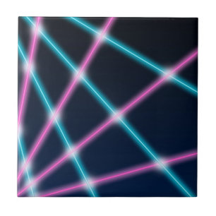 Azulejo De Cerâmica Néon retro do fundo legal da mostra do laser 80s