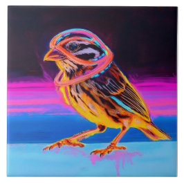 Azulejo De Cerâmica Neon Sparrow com Acentos Brilhantes