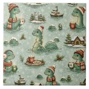 Azulejo De Cerâmica Nessie do Natal Monstro do Lago Ness Aconchegante