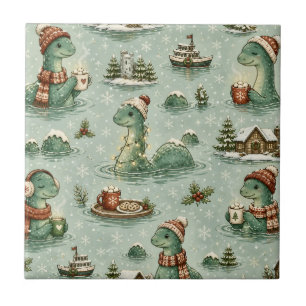 Azulejo De Cerâmica Nessie do Natal Monstro do Lago Ness Aconchegante