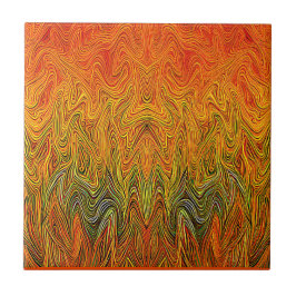 Azulejo De Cerâmica "Neural Firestorm" - Abstrato amarelo laranja