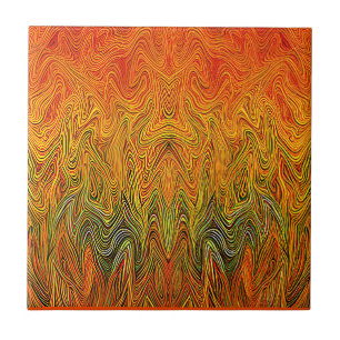 Azulejo De Cerâmica "Neural Firestorm" - Abstrato amarelo laranja