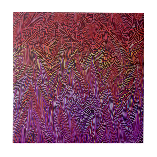 Azulejo De Cerâmica "Neural Firestorm" Abstrato" Red Purple (Frente)