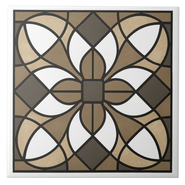 Azulejo De Cerâmica Neutral Earth Tone Glass-Look (Frente)