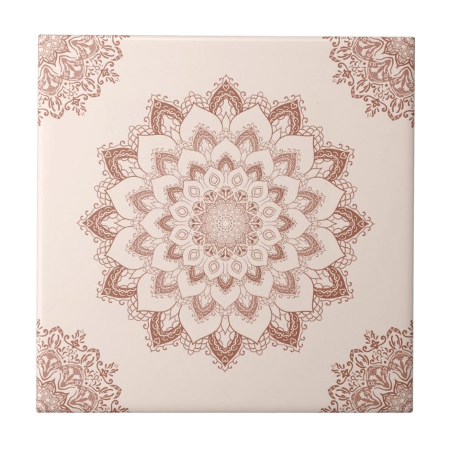 Azulejo De Cerâmica Nêutron Moderno de Ênfase Boho Chic Mandala (Frente)