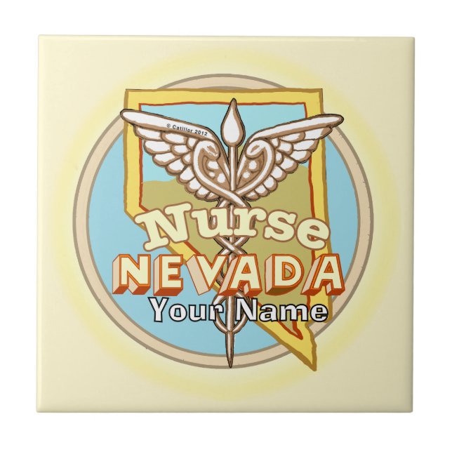 Azulejo De Cerâmica Nevada Nurse Caduceus Tile (Frente)