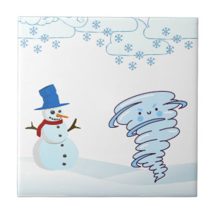 Azulejo De Cerâmica Neve e vento de inverno bonito