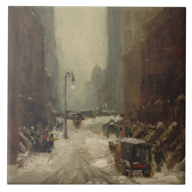 Azulejo De Cerâmica Neve em Nova Iorque (inverno em NYC) (Frente)