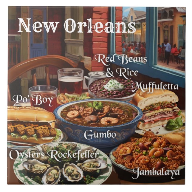 Azulejo De Cerâmica New Orleans Cuisine Foods and Dishes Kitchen (Frente)