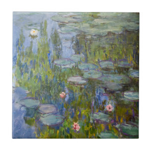Azulejo De Cerâmica Ninféias de Claude Monet 1915 Arte Impressionista