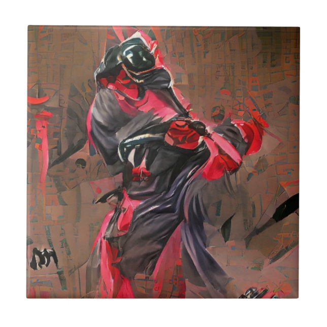Azulejo De Cerâmica Ninja Death Graphics abstrato art (Frente)