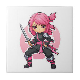 Azulejo De Cerâmica Ninja Girl Rosa