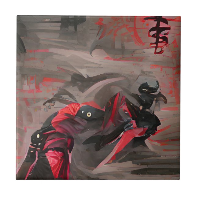 Azulejo De Cerâmica Ninja Red Death Graphics abstrato art (Frente)