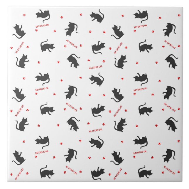 AZULEJO DE CERÂMICA  NO　CAT,　NO　LIFE　ホワイト　   (Frente)