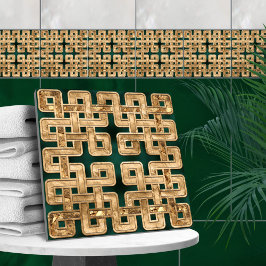 Azulejo De Cerâmica Nó celta - malaquite e ouro