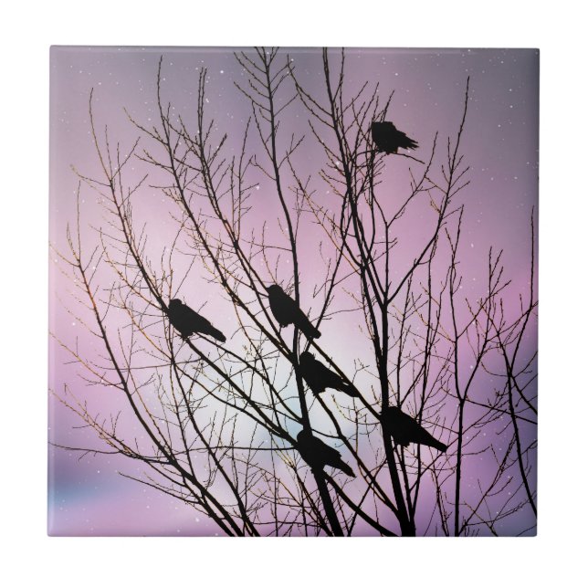 Azulejo De Cerâmica No céu nocturno roxo (Frente)