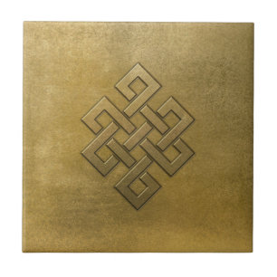 Azulejo De Cerâmica Nó infinito gravado ouro