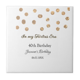 Azulejo De Cerâmica No meu aniversário de 40, ouro pontos feliz