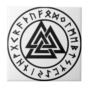 Azulejo De Cerâmica Nó pagão Valknut de Odins dos símbolos