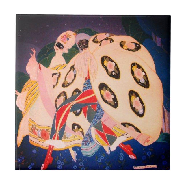 Azulejo De Cerâmica NOCTURNA COM MÁSCARAS/Mascarada de Veneza (Frente)