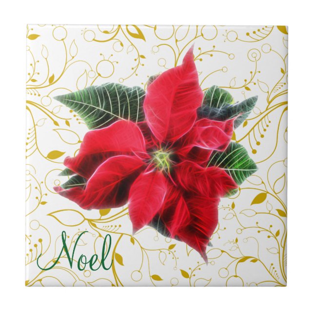 Azulejo De Cerâmica Noel Poinsettia (Frente)