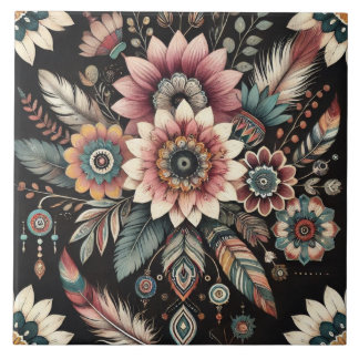 Azulejo De Cerâmica Noite de Boho Blooms