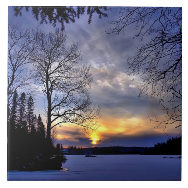 Azulejo De Cerâmica Noite de inverno gelada (Frente)