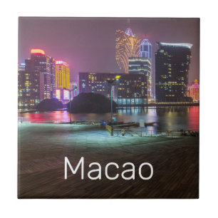 Azulejo De Cerâmica Noite de Macao Casino Skyline Panorama China