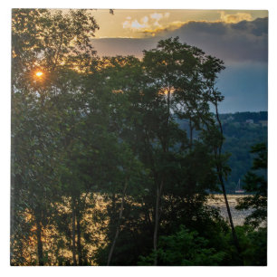 Azulejo De Cerâmica Noite de Verão do Rio Hudson