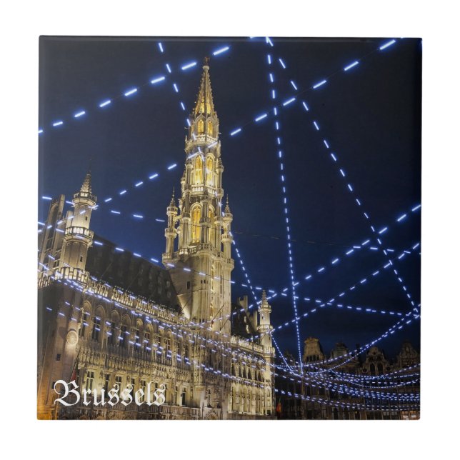 Azulejo De Cerâmica Noite em Bruxelas (Frente)