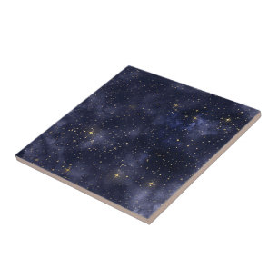 Azulejo De Cerâmica Noite Estrelada Aquarela