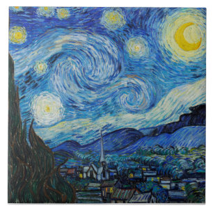 Azulejo De Cerâmica Noite Estrelada, Van Gogh