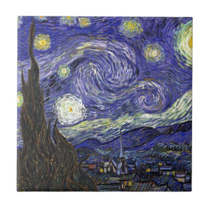 Azulejo De Cerâmica Noite Estrelada, Vincent Van Gogh.