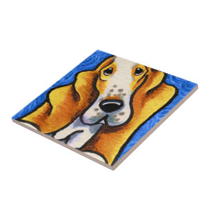 Azulejo De Cerâmica Noite estrelado de Basset Hound