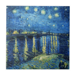 Azulejo De Cerâmica Noite estrelado sobre o Rhone Vincent van Gogh