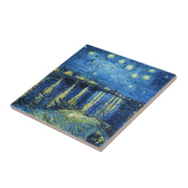 Azulejo De Cerâmica Noite estrelado sobre o Rhone Vincent van Gogh