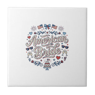 Azulejo De Cerâmica Noiva Americana Desenho Vetorial de Casamento Patr